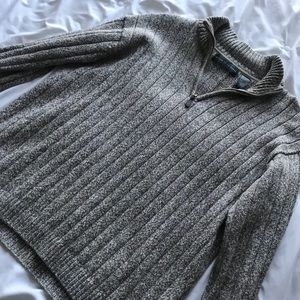 WARM RIBBED HALF ZIP OVERSIZED SWEATER!!
